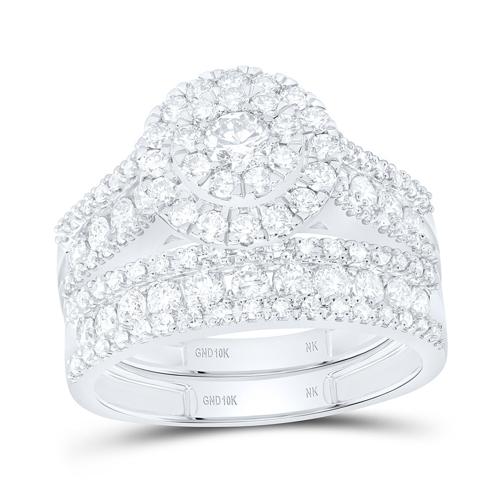 10K White Gold 2 1/4Ctw Natural Diamond Round Trio Set