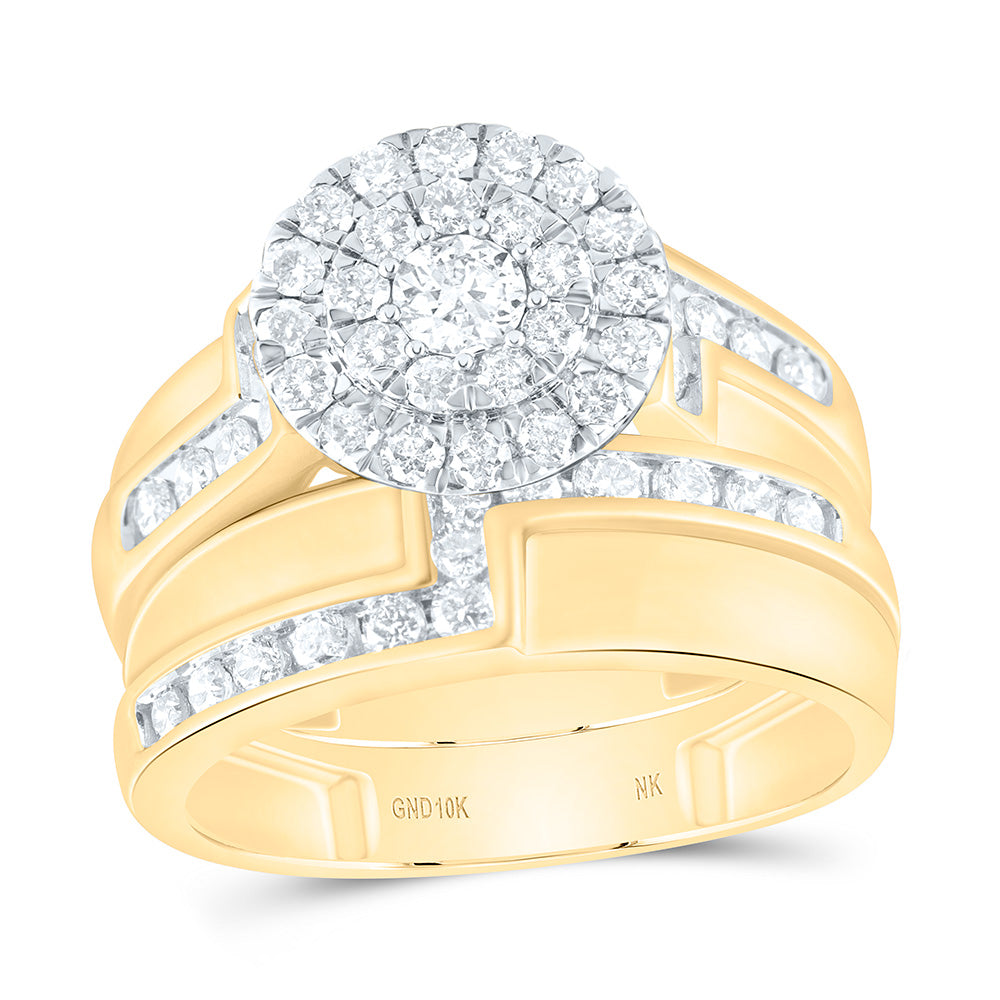 10K White Gold 1 1/3Ctw Natural Diamond Round Trio Set