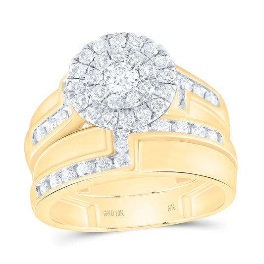 10K White Gold 1 1/3Ctw Natural Diamond Round Trio Set