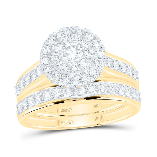 10K Yellow Gold 1 3/8Ctw Natural Diamond Round Trio Set