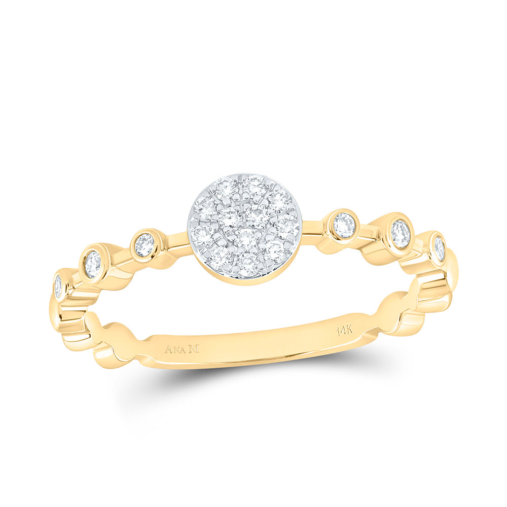 14K Yellow Gold 1/6Ctw Natural Diamond Ana M Fashion Round Ring