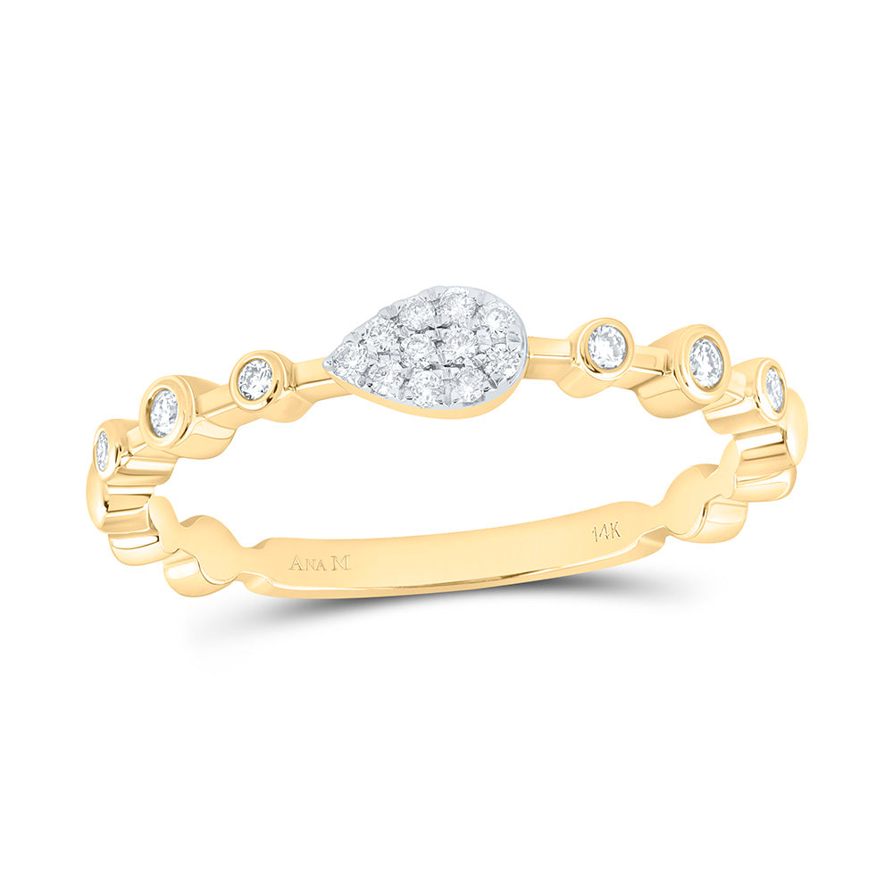 14K Yellow Gold 1/8Ctw Natural Diamond Ana M Fashion Pear Ring