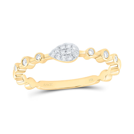 14K Yellow Gold 1/8Ctw Natural Diamond Ana M Fashion Pear Ring
