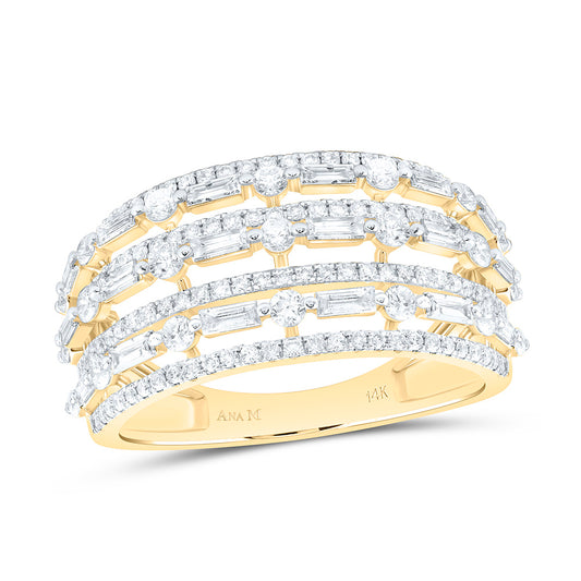 14K Yellow Gold 1 1/3Ctw Natural Diamond Ana M Fashion Ring
