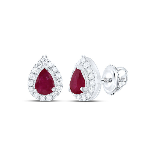 14K White Gold 1/10Ctw Natural Diamond Cn 4X3Mm Pear Natural Gem Pear Earring