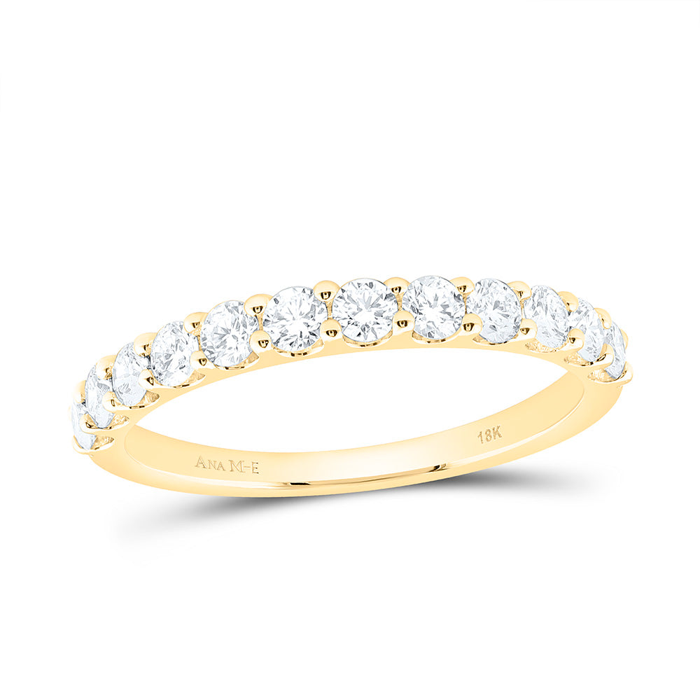 18K Yellow Gold 3/4 Cttw Natural Diamond Ana M Elite Fashion Ladies Band