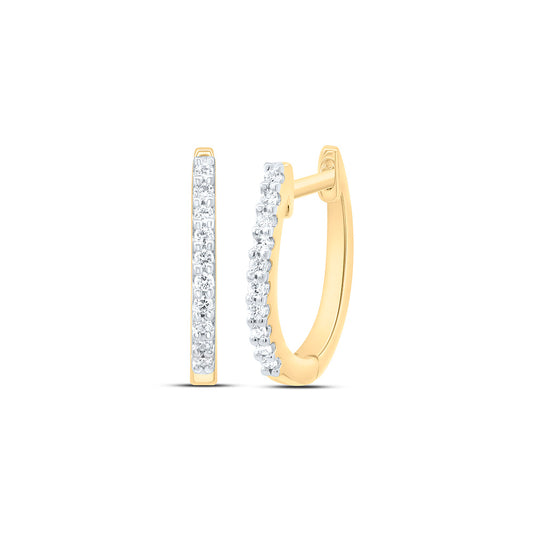 18K Yellow Or White Gold 1/12Ctw Natural Diamond Ana M Elite Fashion Hoops Earring