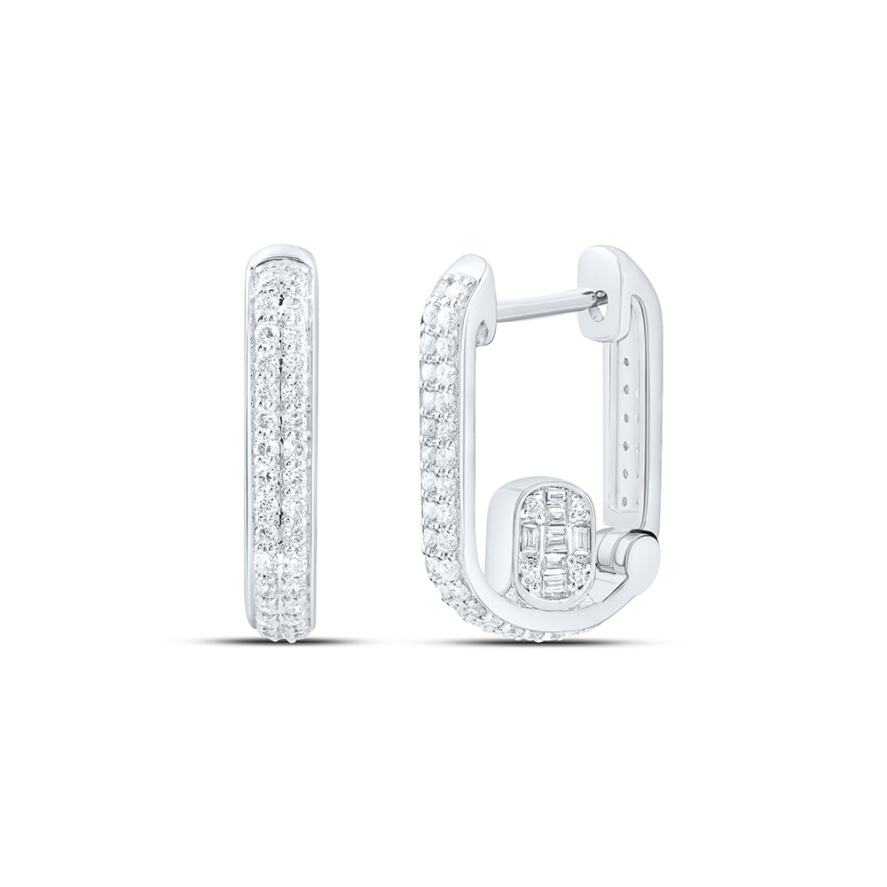 14K Yellow Or White Gold 1/2Ctw Natural Diamond Ana M Fashion Hoop Earring