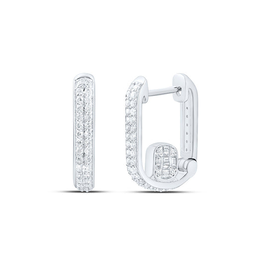 14K Yellow Or White Gold 1/2Ctw Natural Diamond Ana M Fashion Hoop Earring