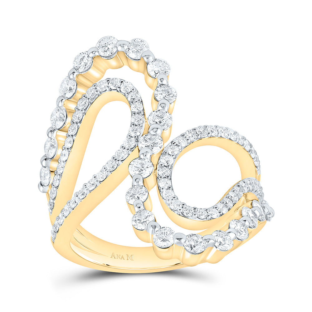 14K Yellow Gold 1 1/3Ctw Natural Diamond Ana M Fashion Ring