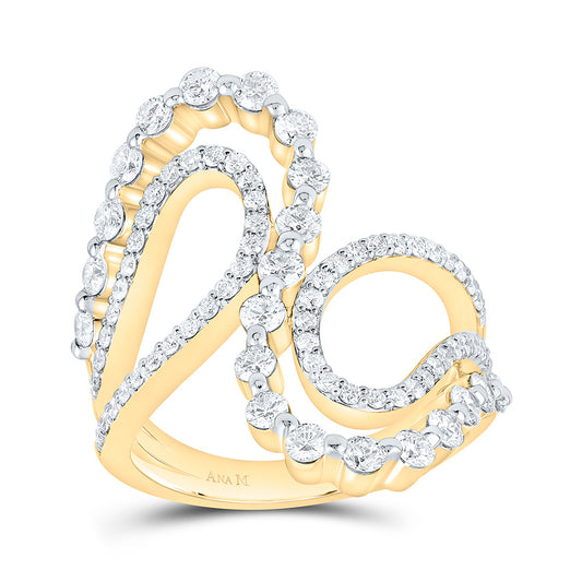 14K Yellow Gold 1 1/3Ctw Natural Diamond Ana M Fashion Ring