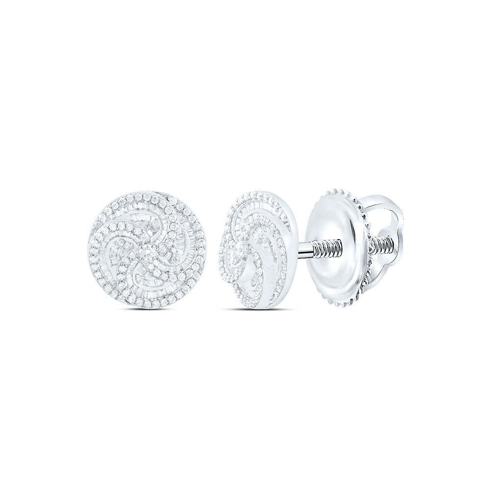 14K Yellow Or White Gold 1 1/5Ctw Natural Diamond Cn Fashion Round Flower Earring
