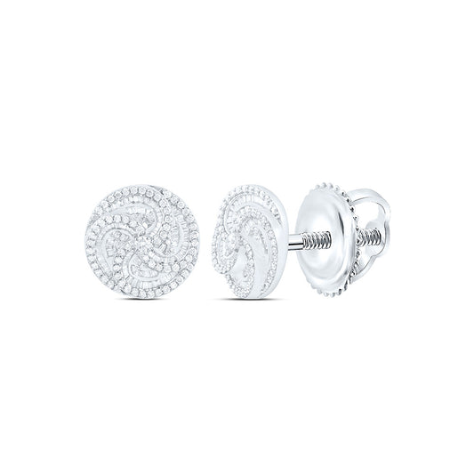 14K Yellow Or White Gold 1 1/5Ctw Natural Diamond Cn Fashion Round Flower Earring