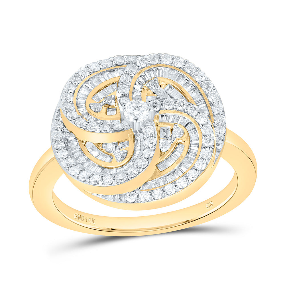 14K White Gold 3/4Ctw Natural Diamond Cn Fashion Round Flower Ring