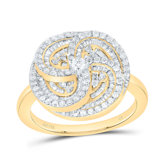 14K White Gold 3/4Ctw Natural Diamond Cn Fashion Round Flower Ring