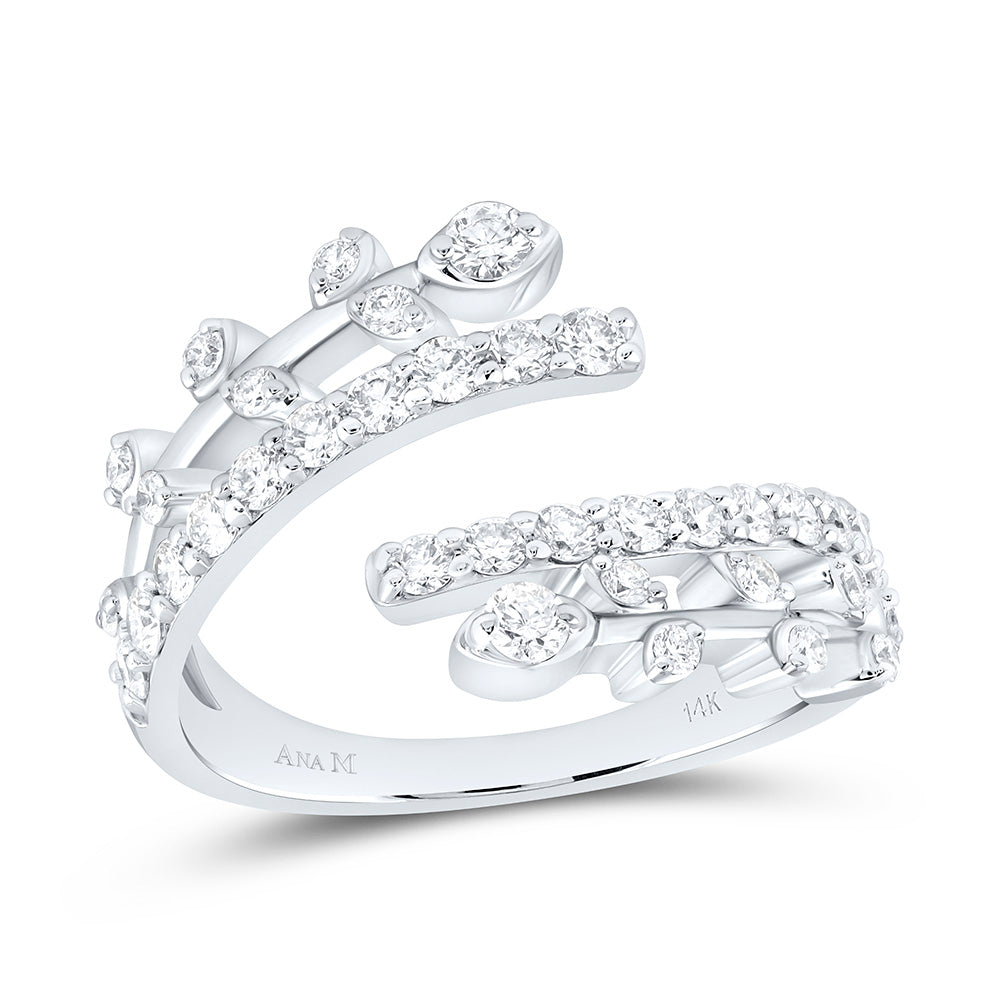 14K White Gold 3/4Ctw Natural Diamond Ana M Fashion Cuff Ring
