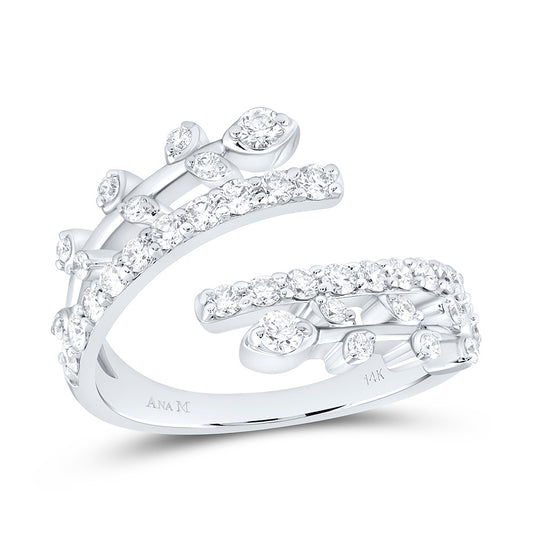 14K White Gold 3/4Ctw Natural Diamond Ana M Fashion Cuff Ring