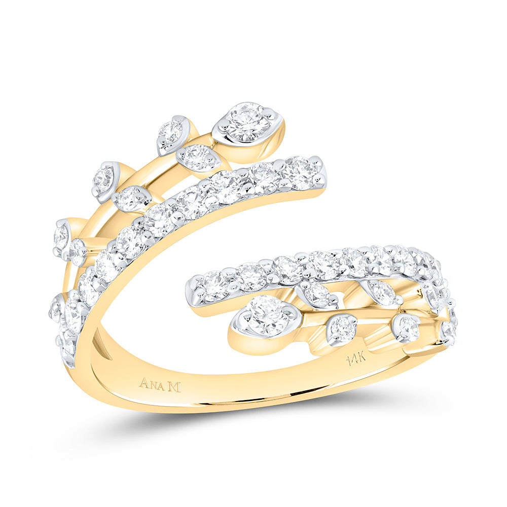 14K White Gold 3/4Ctw Natural Diamond Ana M Fashion Cuff Ring