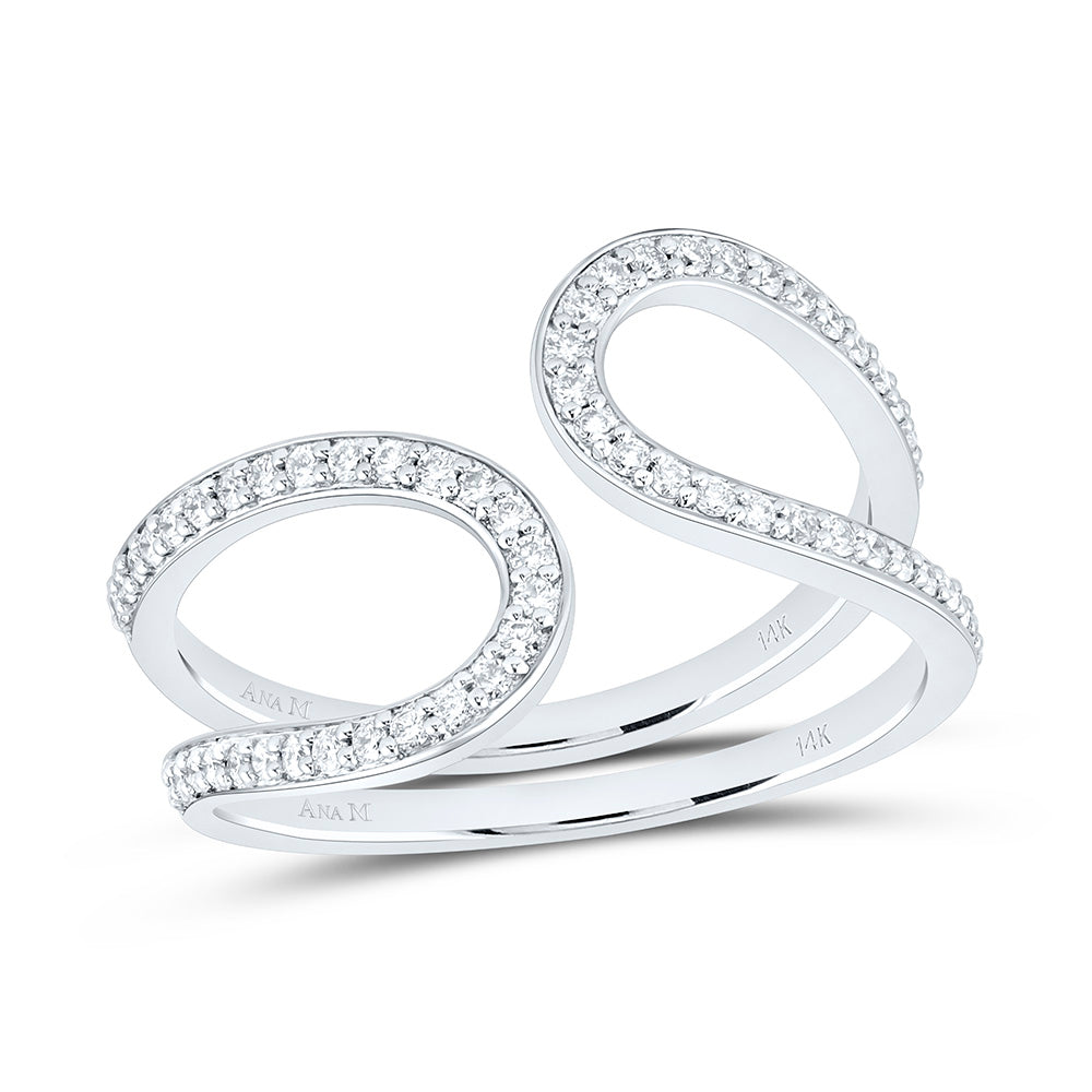 14K White Gold 1/3Ctw Natural Diamond Ana M Fashion Ring
