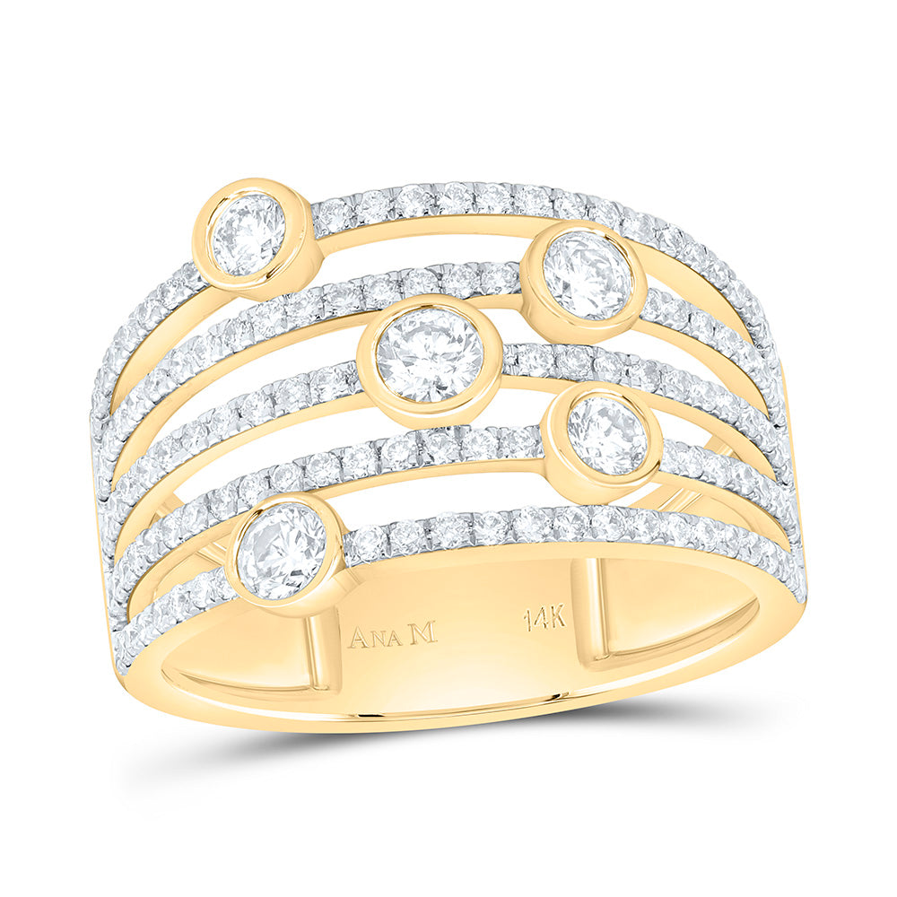 14K Yellow Gold 1Ctw Natural Diamond Ana M Fashion Ring