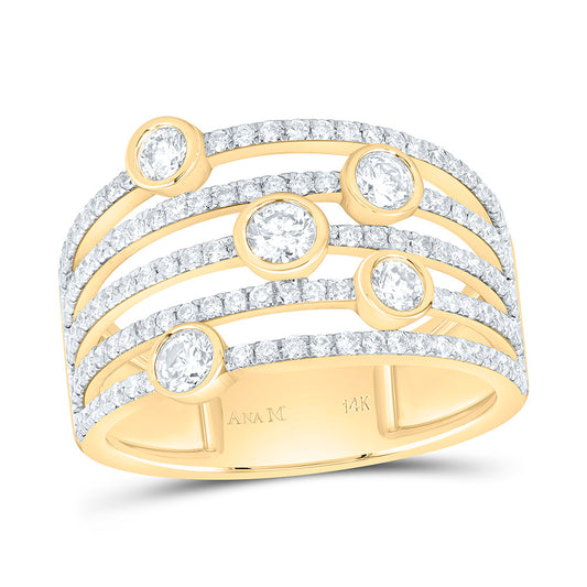 14K Yellow Gold 1Ctw Natural Diamond Ana M Fashion Ring