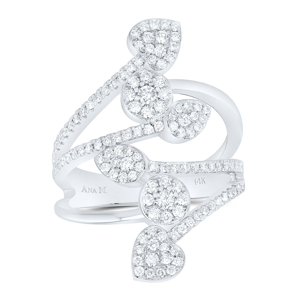 14K White Gold 3/4Ctw Natural Diamond Ana M Fashion Heart Ring