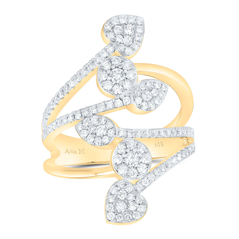 14K White Gold 3/4Ctw Natural Diamond Ana M Fashion Heart Ring
