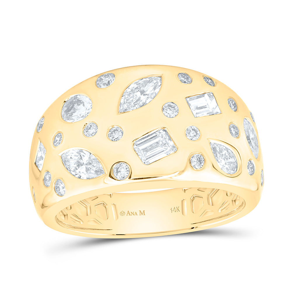 14K Yellow Gold 1 1/2Ctw Natural Diamond Ana M Fashion Ring