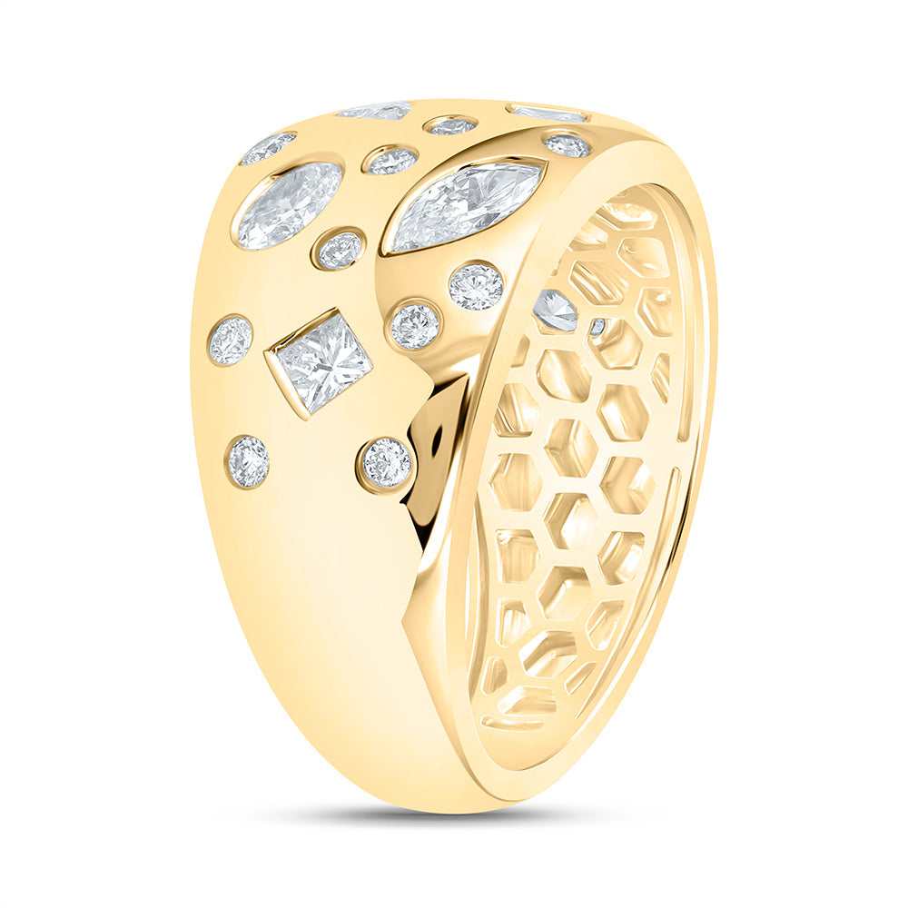 14K Yellow Gold 1 1/2Ctw Natural Diamond Ana M Fashion Ring