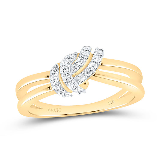 14K Yellow Gold 1/5Ctw Natural Diamond Ana M Fashion Knot Ring