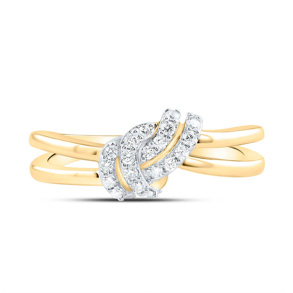 14K Yellow Gold 1/5Ctw Natural Diamond Ana M Fashion Knot Ring