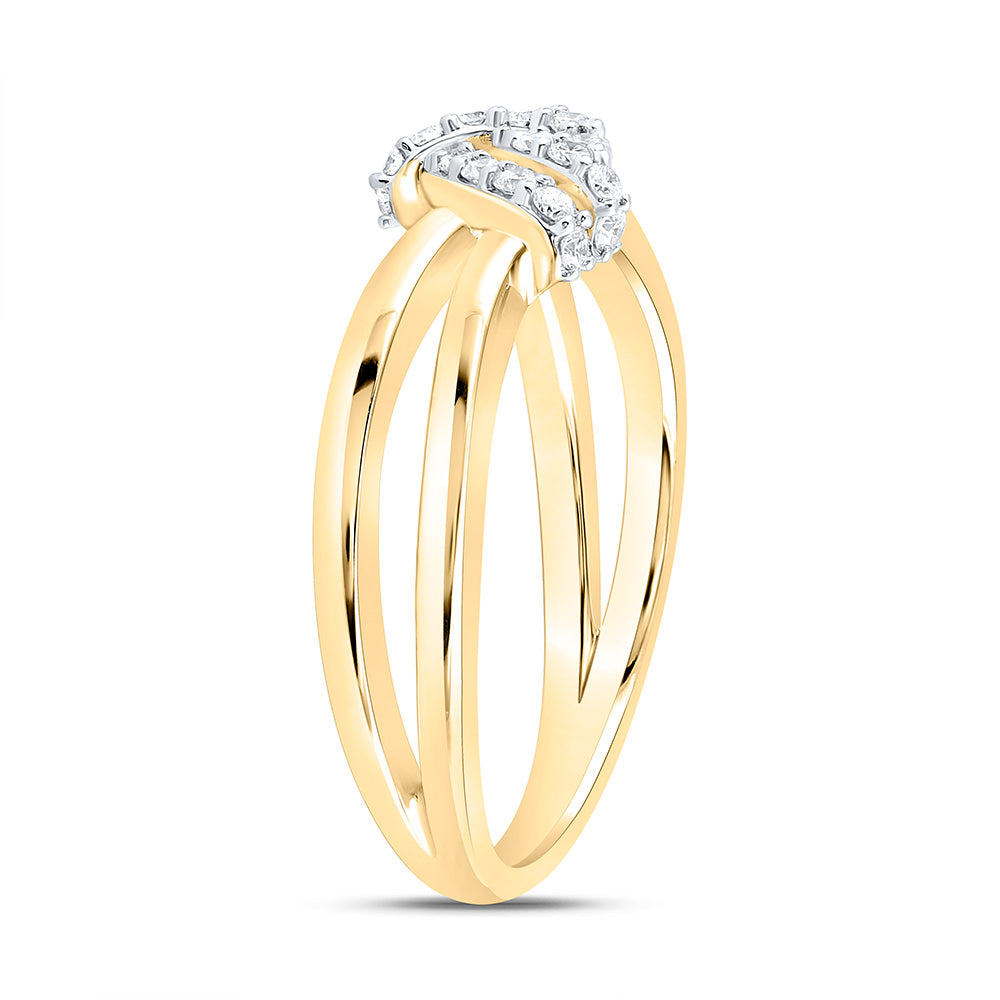 14K Yellow Gold 1/5Ctw Natural Diamond Ana M Fashion Knot Ring