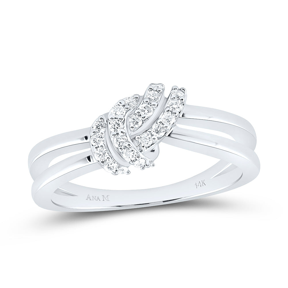 14K Yellow Gold 1/5Ctw Natural Diamond Ana M Fashion Knot Ring