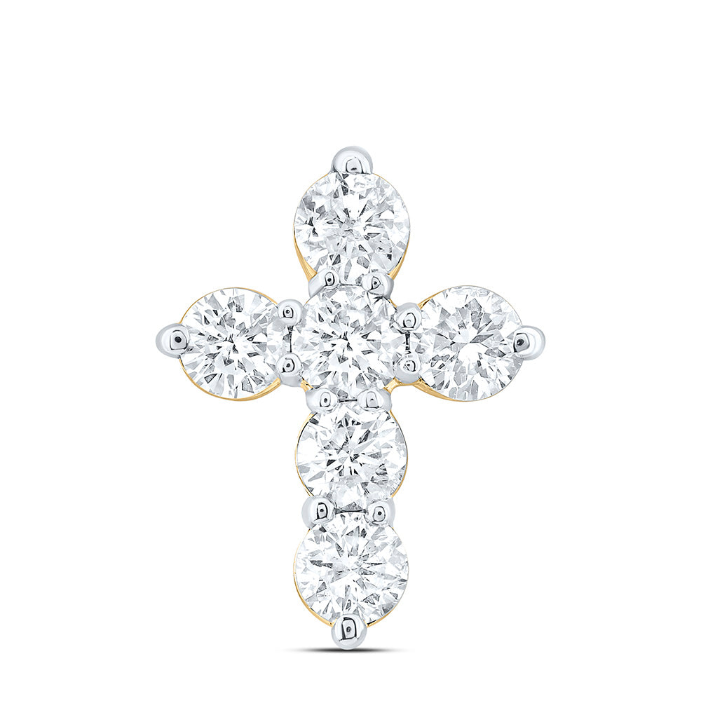 10K Yellow Or White Gold 3/8Ctw Natural Diamond Cn Fashion Cross Pendant