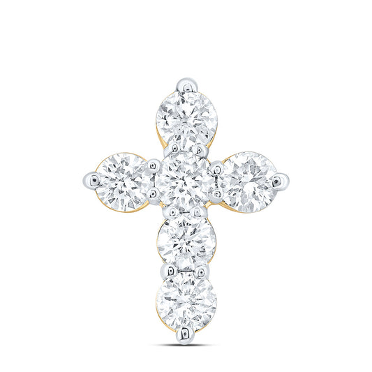 14K Yellow Or White Gold 3/8Ctw Natural Diamond Cn Fashion Cross Pendant