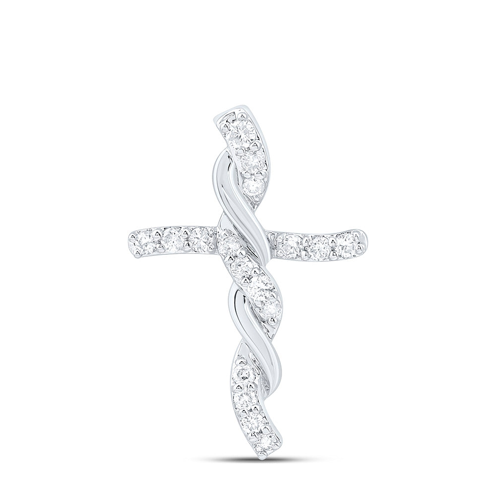 10K Yellow Or White Gold 1/8Ctw Natural Diamond Cn Fashion Cross Pendant