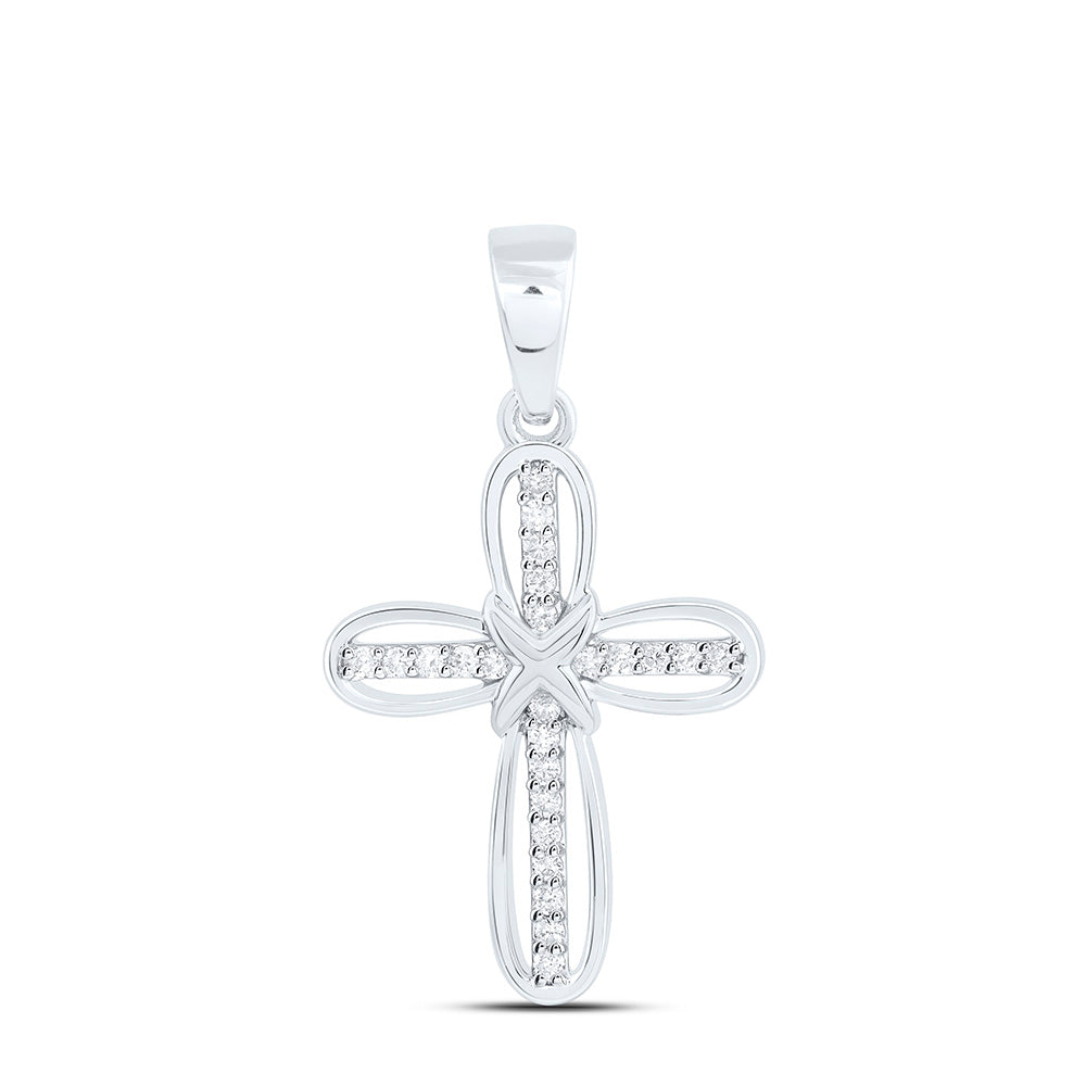 10K Yellow Or White Gold 1/6Ctw Natural Diamond Cn Fashion Cross Pendant