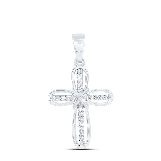 10K Yellow Or White Gold 1/6Ctw Natural Diamond Cn Fashion Cross Pendant