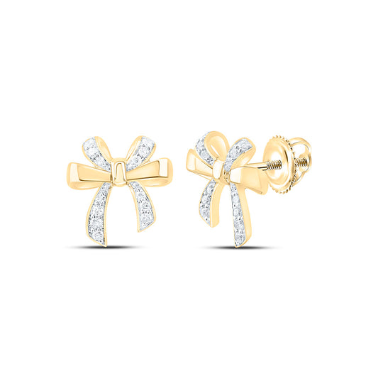 10K Yellow Or White Gold 1/6Ctw Natural Diamond Cn Fashion Bow Earring