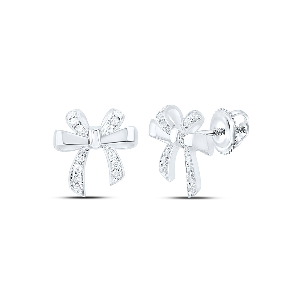 10K Yellow Or White Gold 1/6Ctw Natural Diamond Cn Fashion Bow Earring
