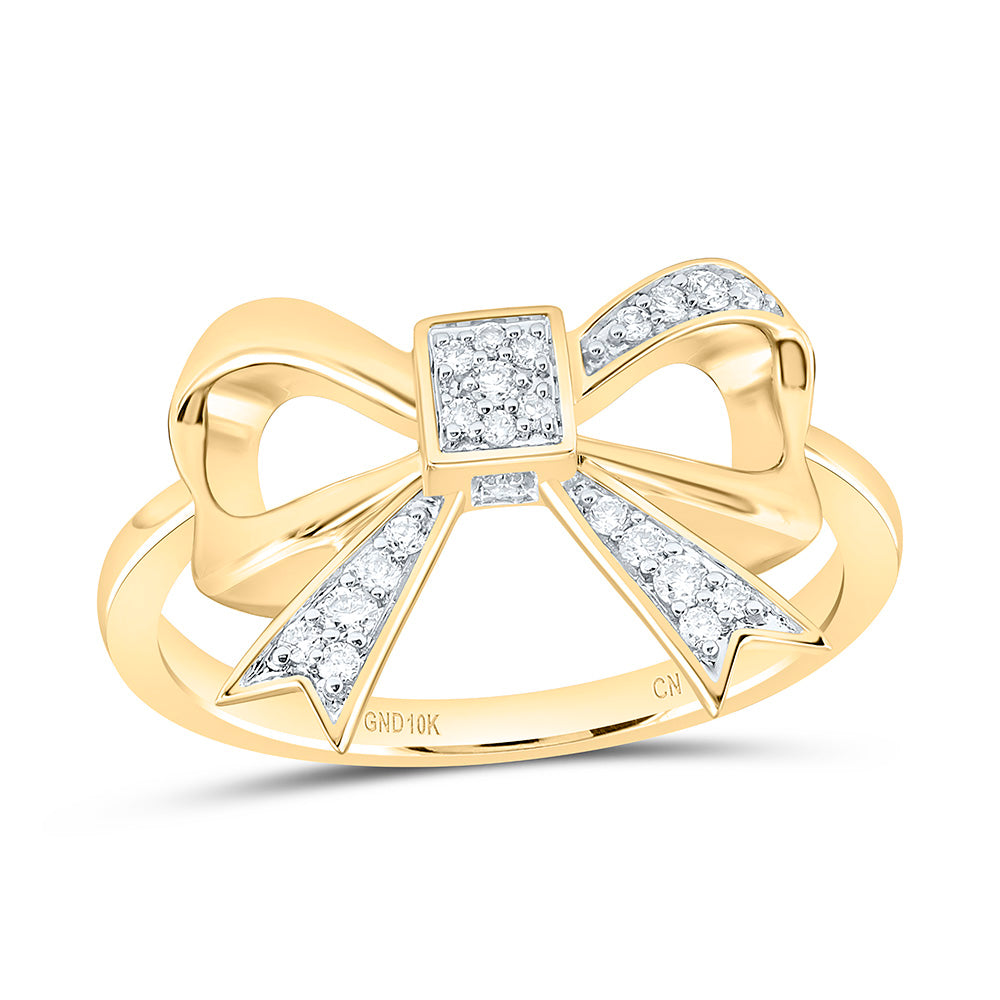 10K Yellow Gold 1/8Ctw Natural Diamond Cn Fashion Bow Ring