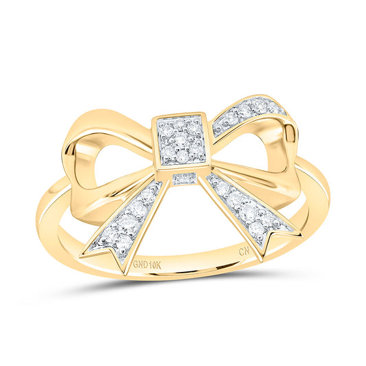 10K Yellow Gold 1/8Ctw Natural Diamond Cn Fashion Bow Ring