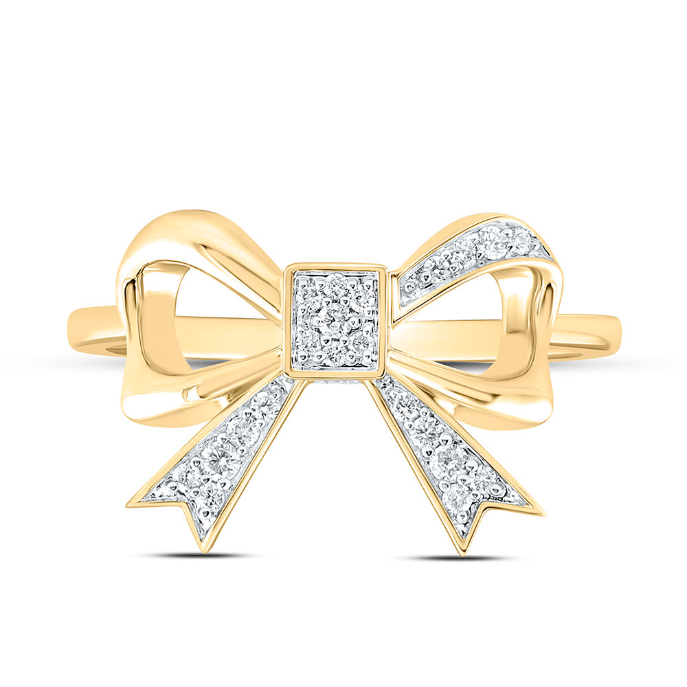 10K Yellow Gold 1/8Ctw Natural Diamond Cn Fashion Bow Ring