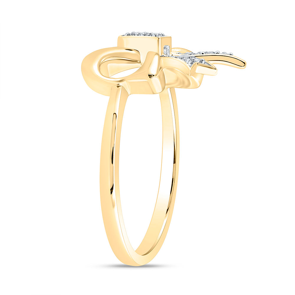 10K Yellow Gold 1/8Ctw Natural Diamond Cn Fashion Bow Ring