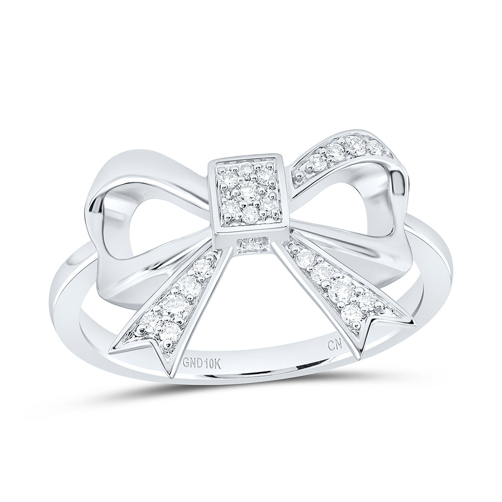 10K Yellow Gold 1/8Ctw Natural Diamond Cn Fashion Bow Ring