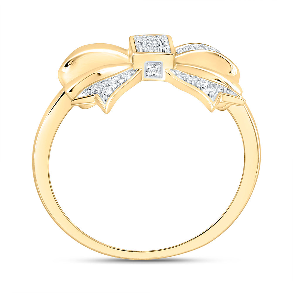 14K Yellow Gold 1/8Ctw Natural Diamond Cn Fashion Bow Ring