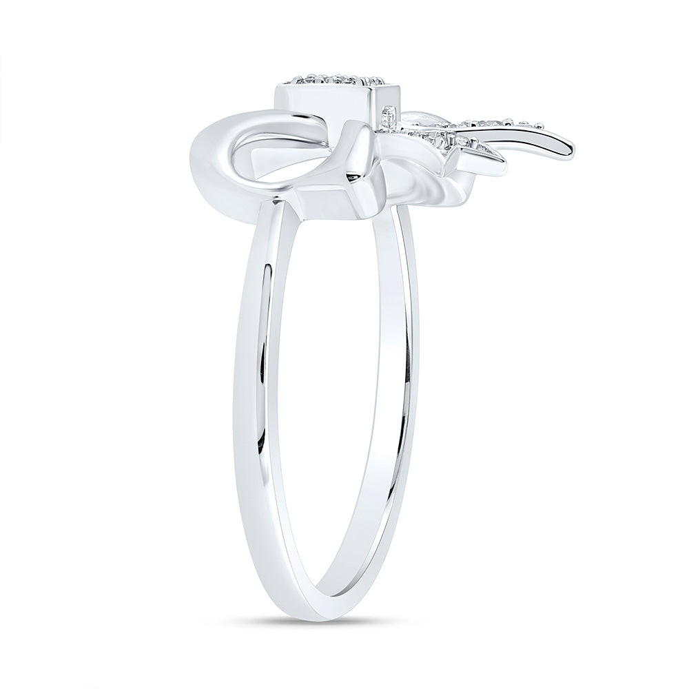 14K Yellow Gold 1/8Ctw Natural Diamond Cn Fashion Bow Ring