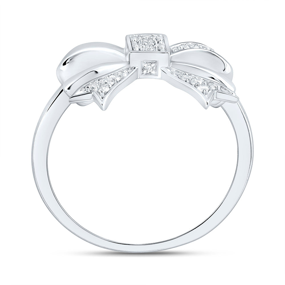14K Yellow Gold 1/8Ctw Natural Diamond Cn Fashion Bow Ring
