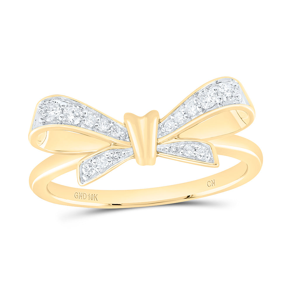 10K Yellow Gold 1/6Ctw Natural Diamond Cn Fashion Bow Ring