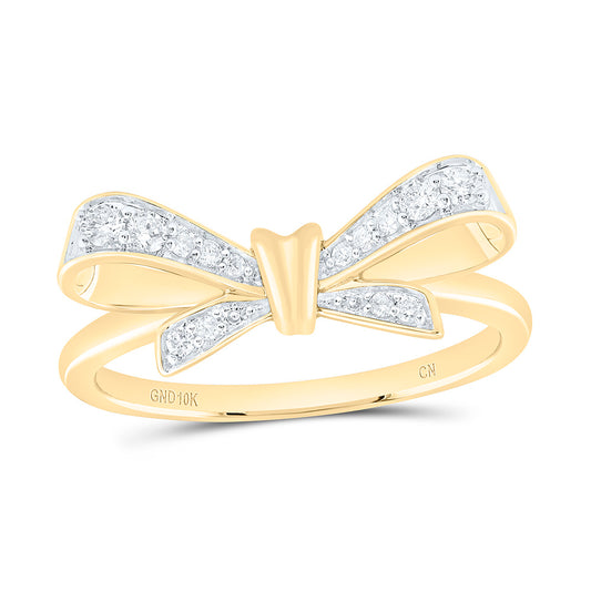 10K Yellow Gold 1/6Ctw Natural Diamond Cn Fashion Bow Ring
